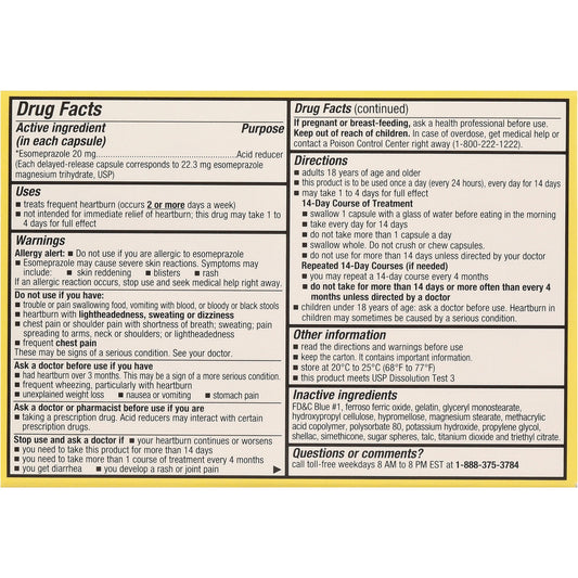 H-E-B Esomeprazole Magnesium Acid Reducer Capsules – 20 mg