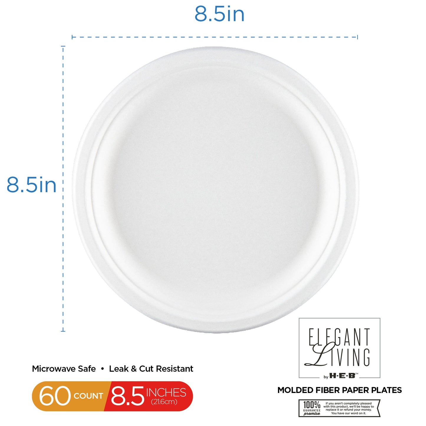 Elegant Living by H-E-B 8.5" Round Paper Plates
