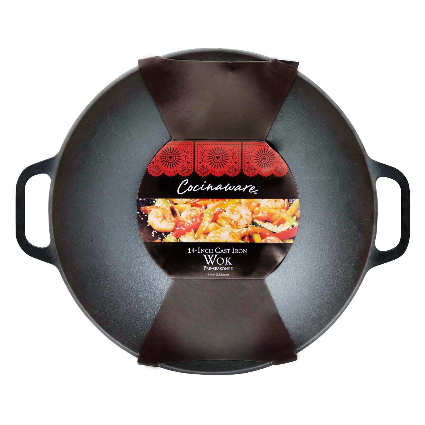 Cocinaware Pre-Seasoned Cast Iron Wok