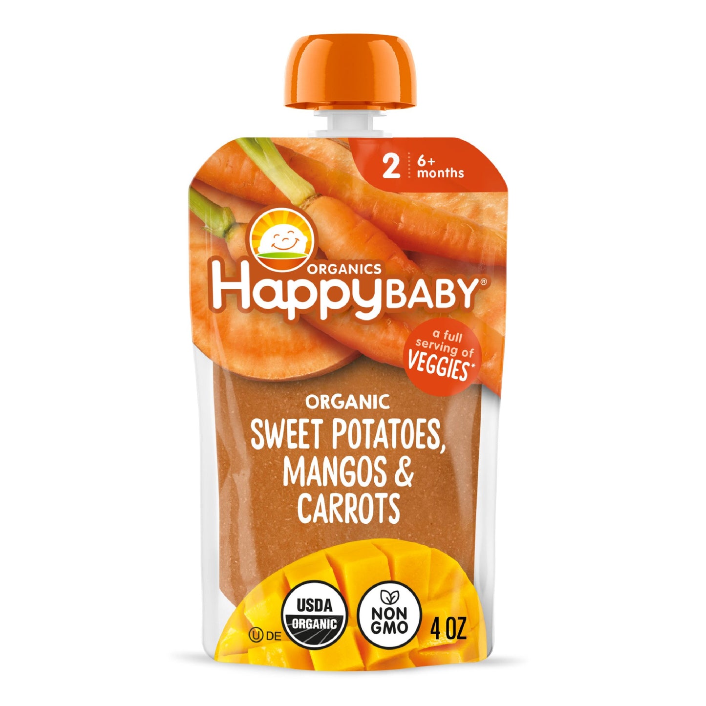 Happy Baby Organics Stage 2 Pouch - Sweet Potatoes Mangos & Carrots