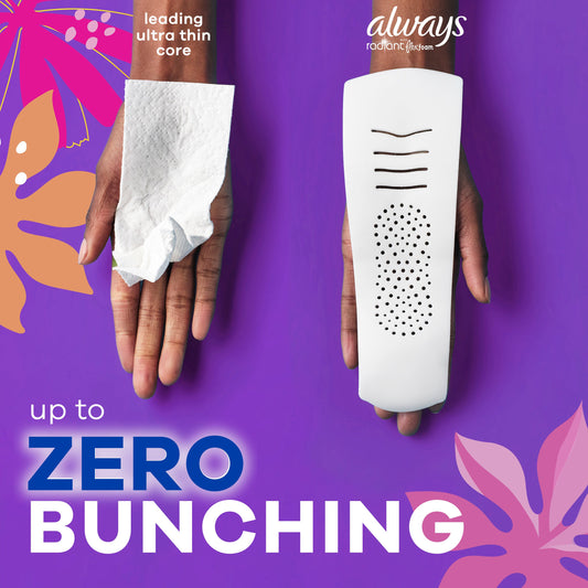 Always Always Radiant Feminine Pads, Size 2 Heavy with Wings, Light Clean Scent