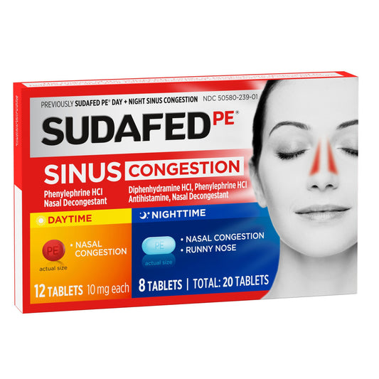 Sudafed PE Sinus Congestion Day + Night Tablets
