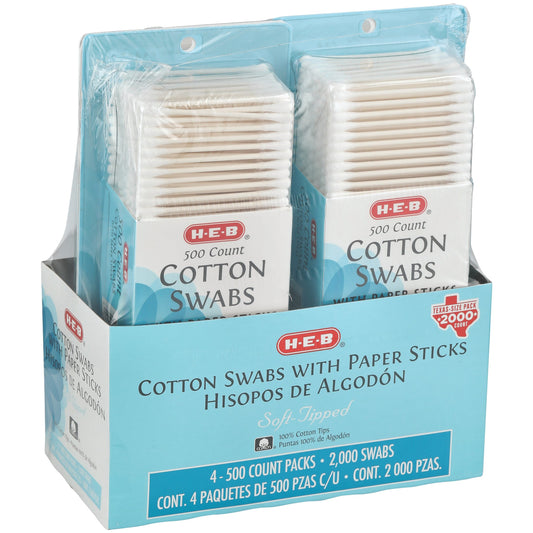 H-E-B Paper Stick Cotton Swabs - Texas-Size Pack