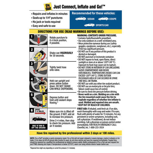Fix-a-Flat Tire Repair Aerosol - Sedan/Coupe
