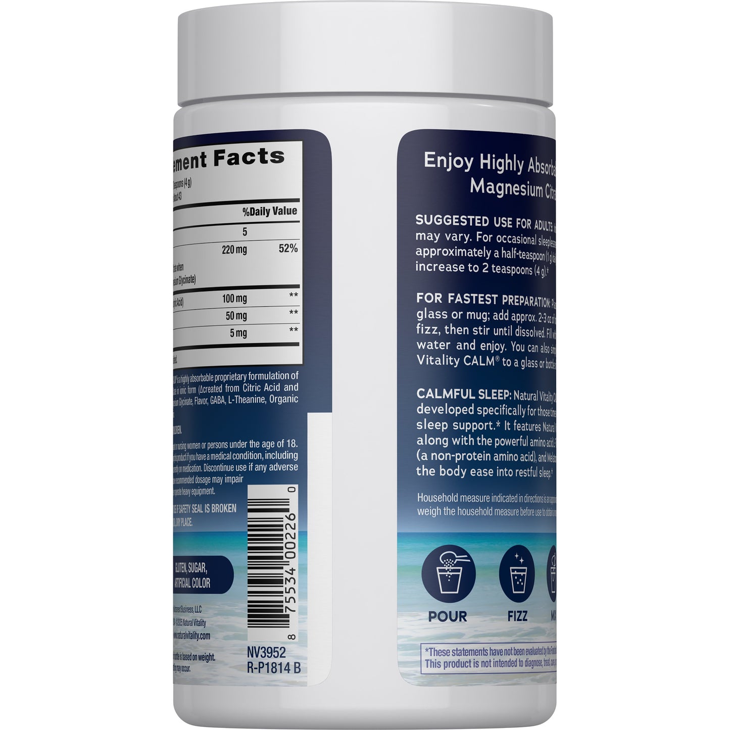 Natural Vitality Calm Sleep Magnesium Supplement Drink Mix - Mixed Berry