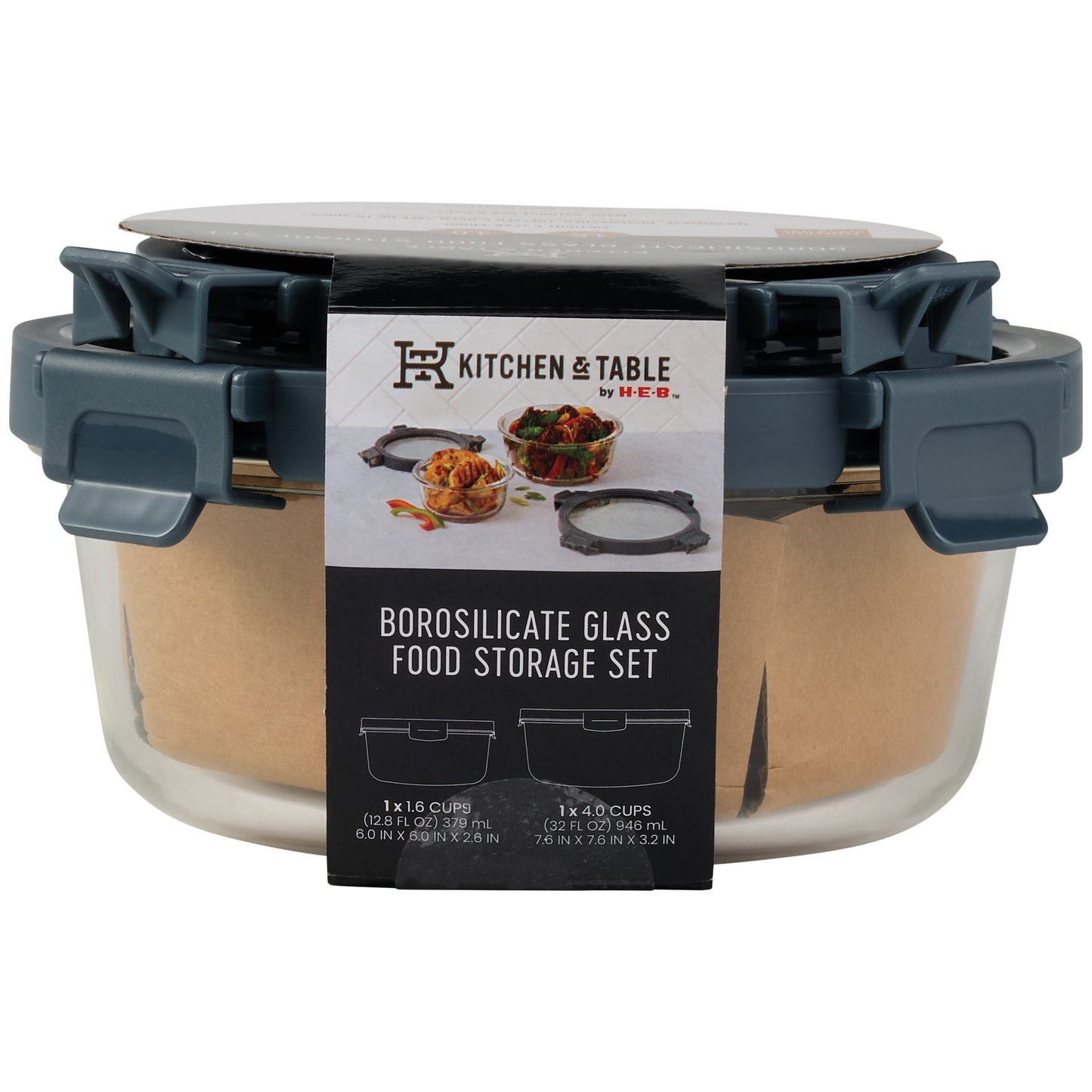 Kitchen & Table by H-E-B Borosilicate Glass Round Food Storage Set