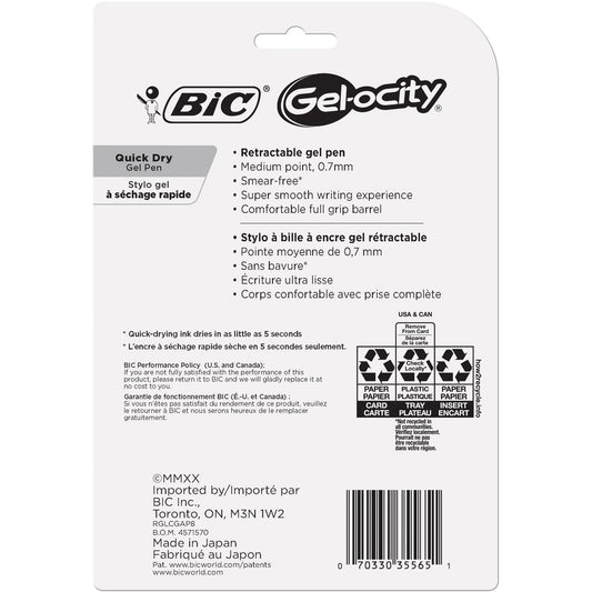 BIC Gel-ocity Quick Dry 0.7mm Gel Pens - Assorted Ink