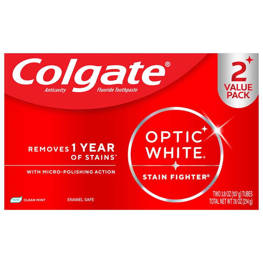 Colgate Optic White Anticavity Toothpaste - Clean Mint, 2 Pk