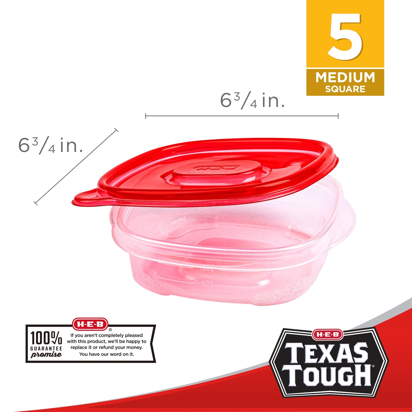 H-E-B Texas Tough Square Food Storage Containers & Lids
