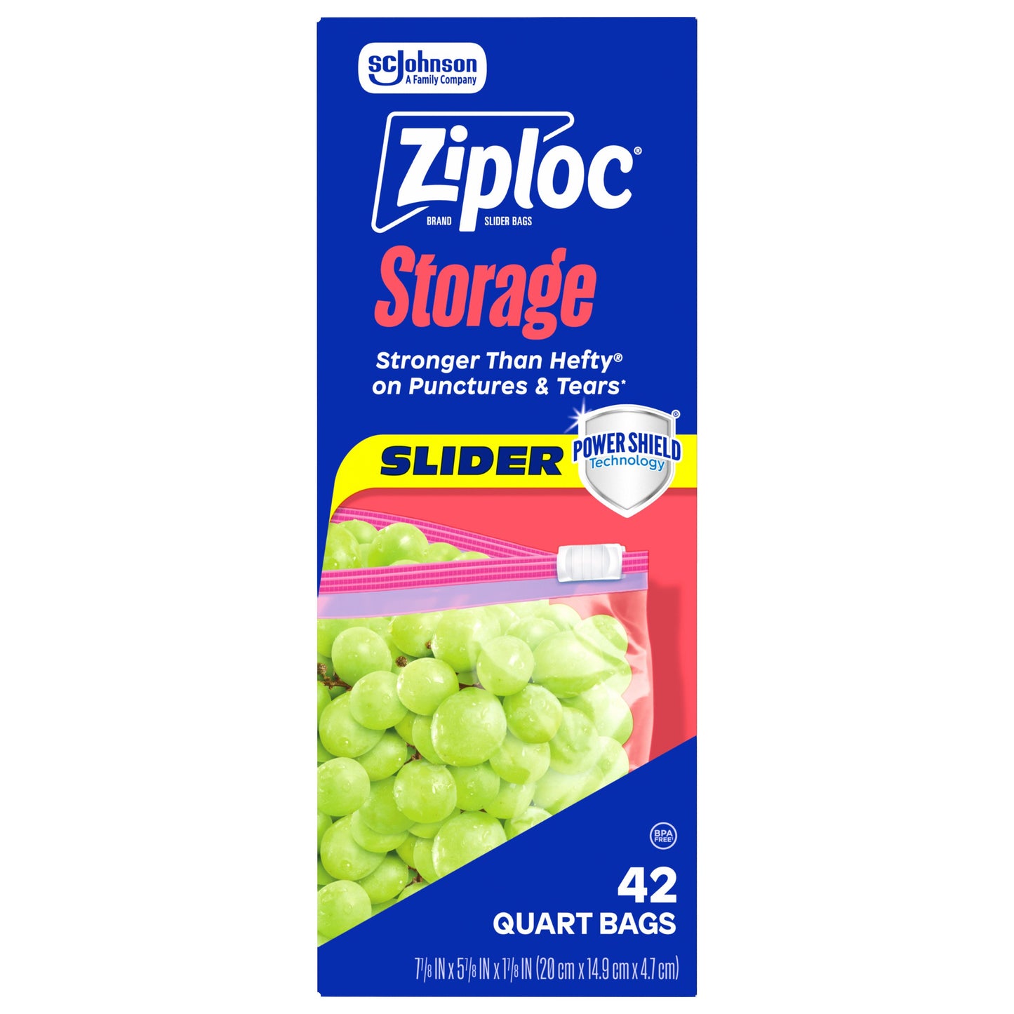 Ziploc Storage Slider Quart Bags, Power Shield Technology, Expandable Bottom