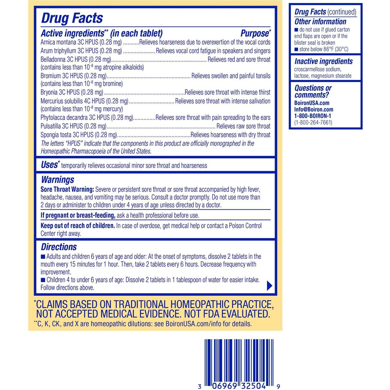 Boiron ThroatCalm Sore Throat Relief Tablets
