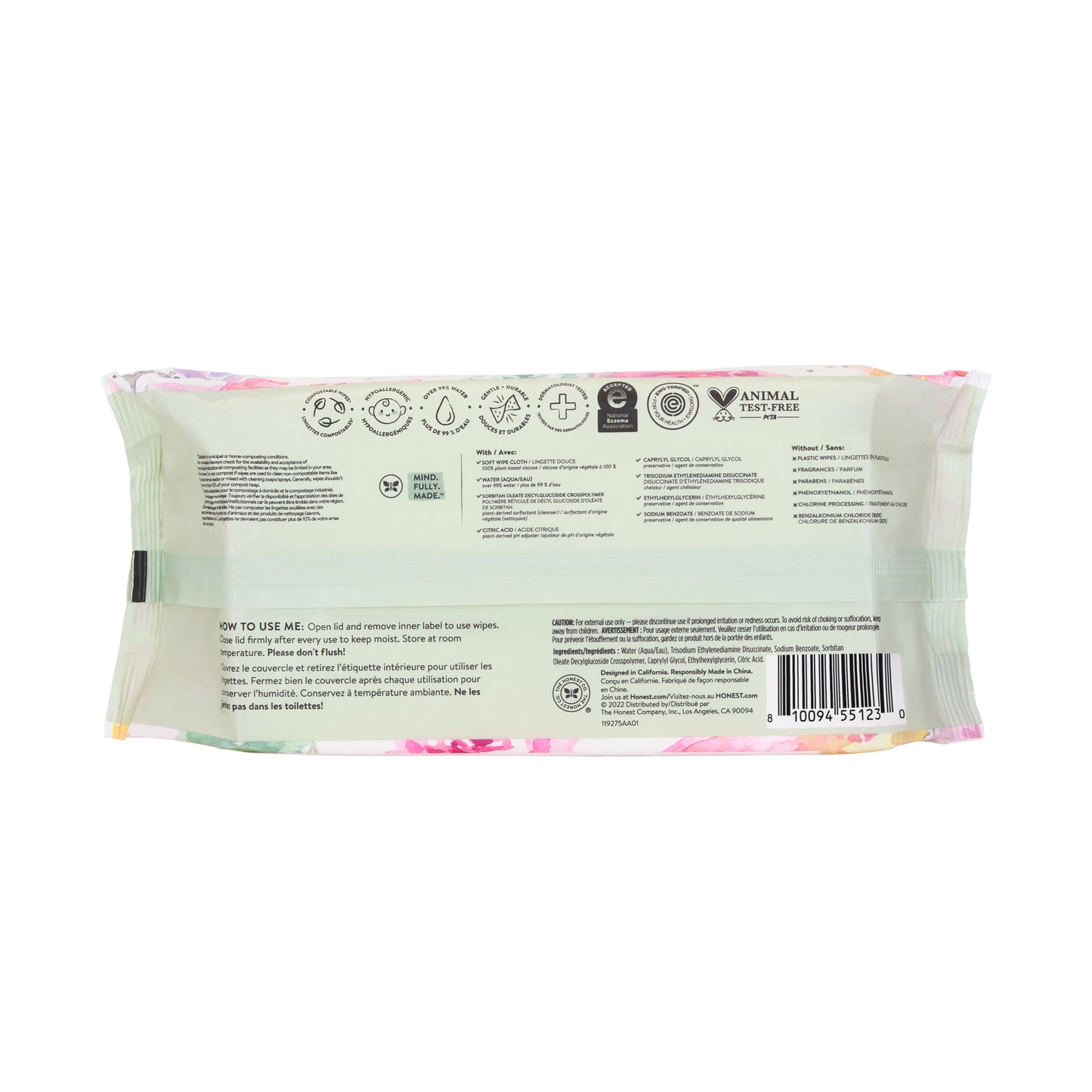 The Honest Company Clean Conscious Wipes, Rose Blossom - Fragrance Free