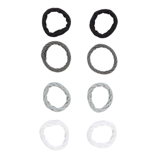 Scunci Comfy No Damage Hair Ponytailers - Black, Gray, White