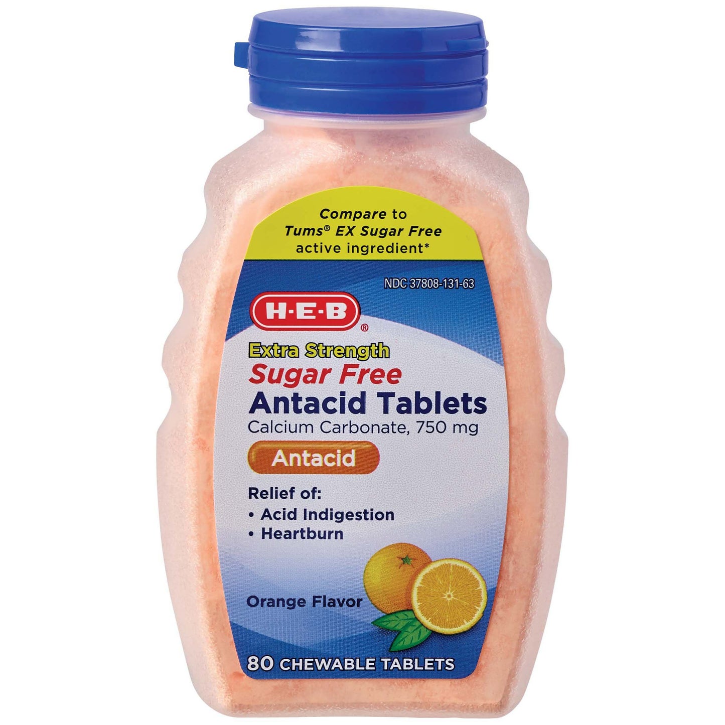 H-E-B Extra Strength Sugar Free Antacid Chewable Tablets - Orange