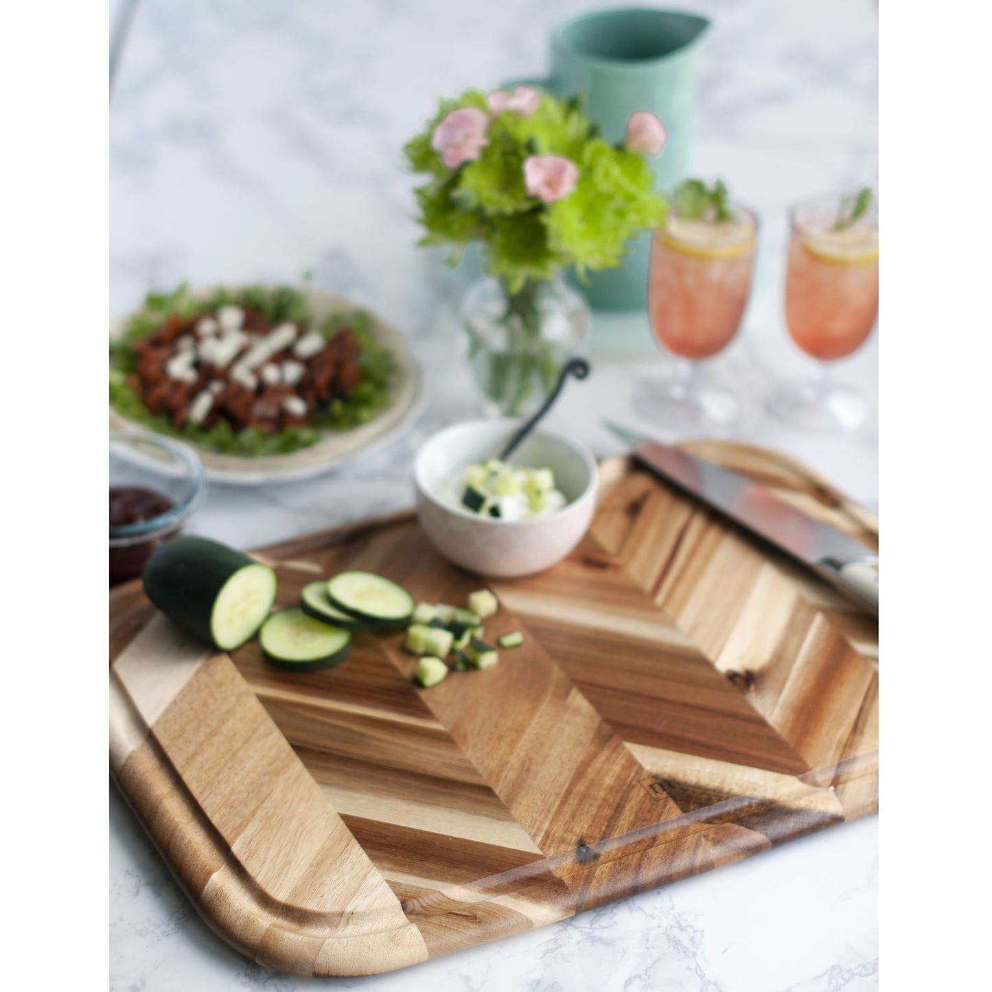 Madeira Acacia Herringbone Carving Board