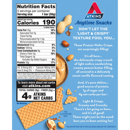 Atkins 11g Protein Wafer Crisps - Peanut Butter