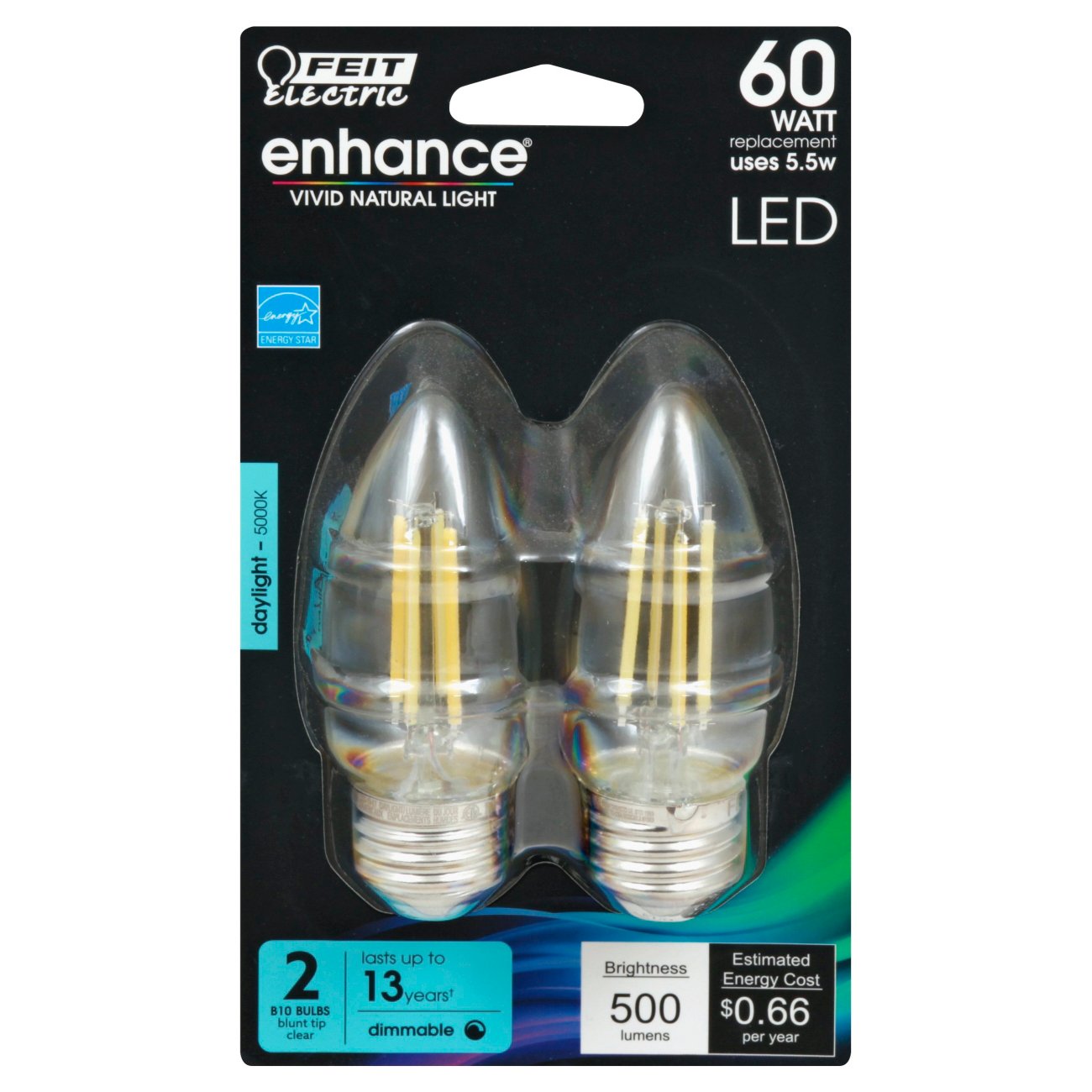 Feit Electric Enhance B10 60-Watt LED Light Bulbs - Daylight