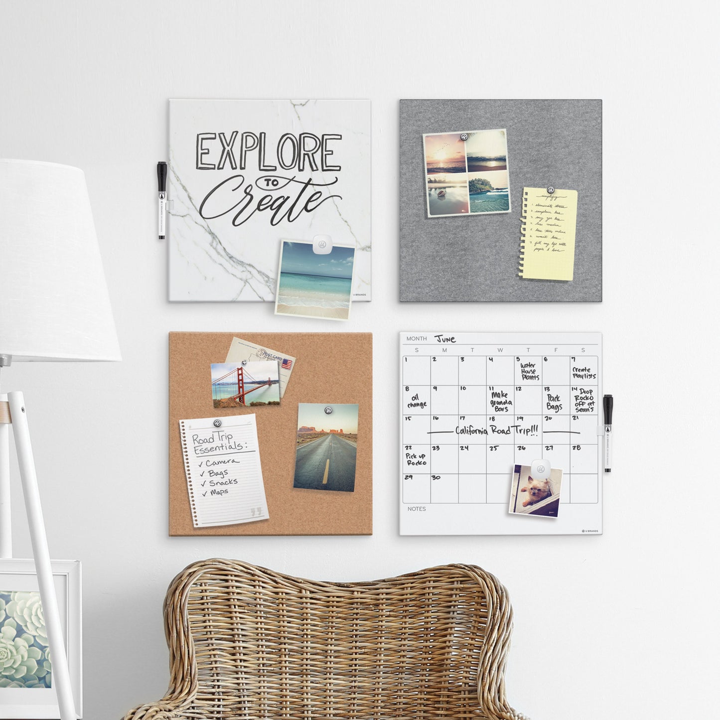 U Brands Square Cork Bulletin Board
