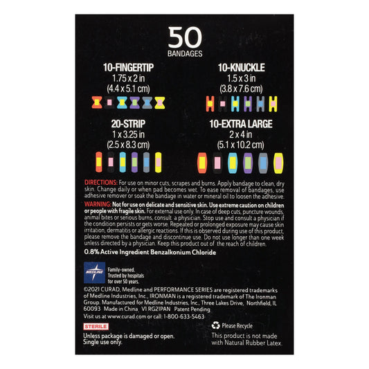 Curad Performance Series Fabric Variety Pack Antibacterial Bandages