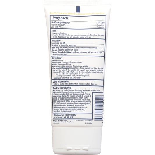 CeraVe Hydrating Mineral Sunscreen Body Lotion Broad Spectrum SPF 50