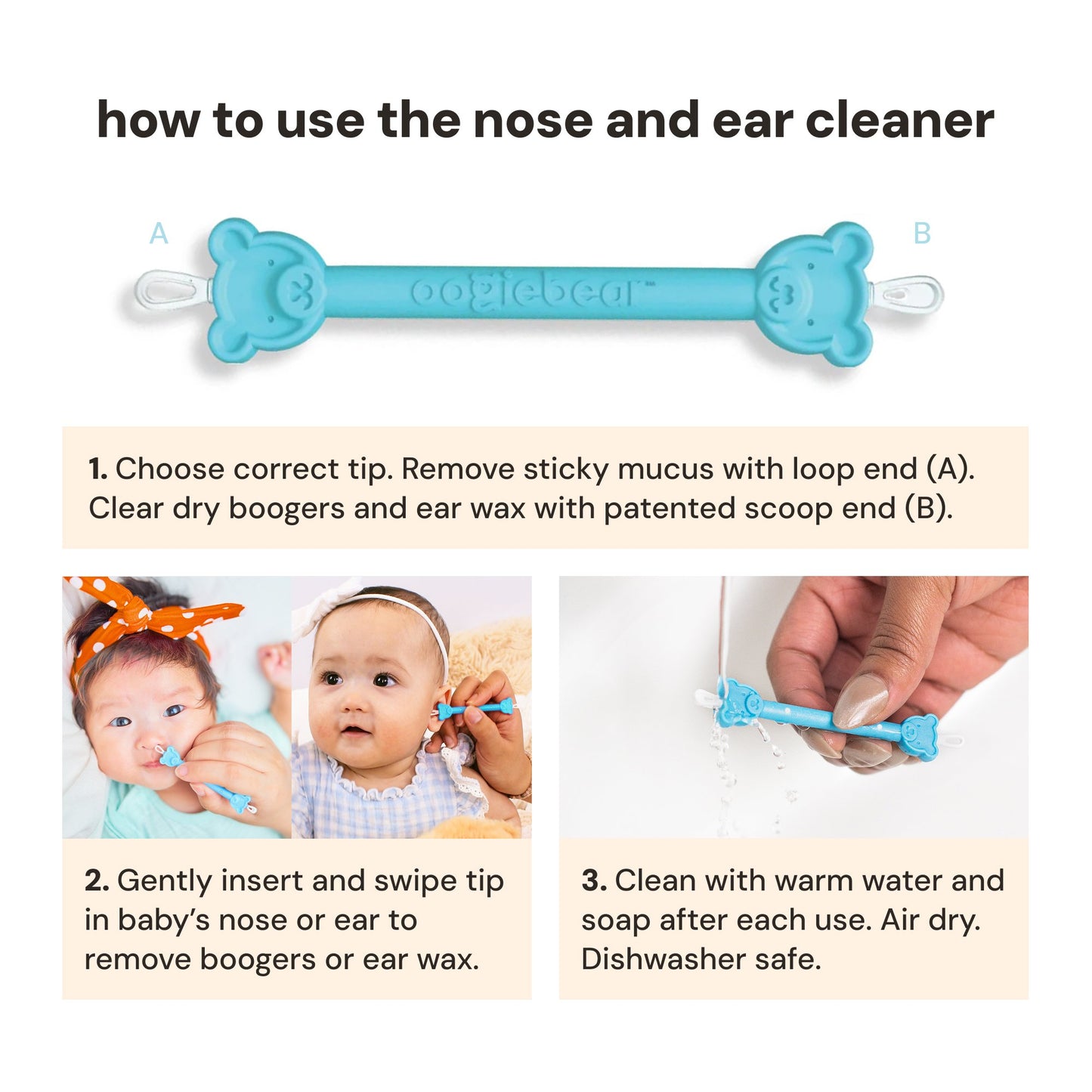 Oogiebear Baby Nose and Ear Cleaner, Booger and Ear Wax Picker