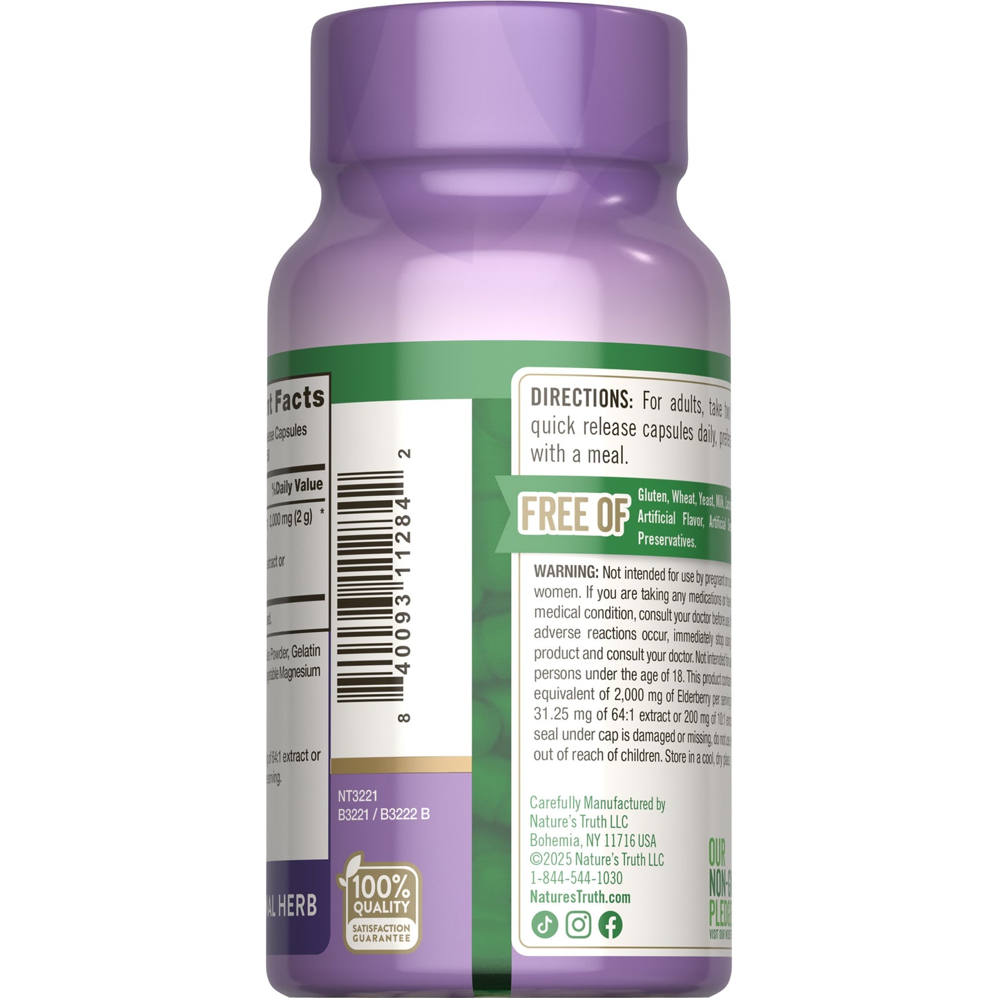 Nature's Truth Sambucus Black Elderberry 2,000 mg Capsules