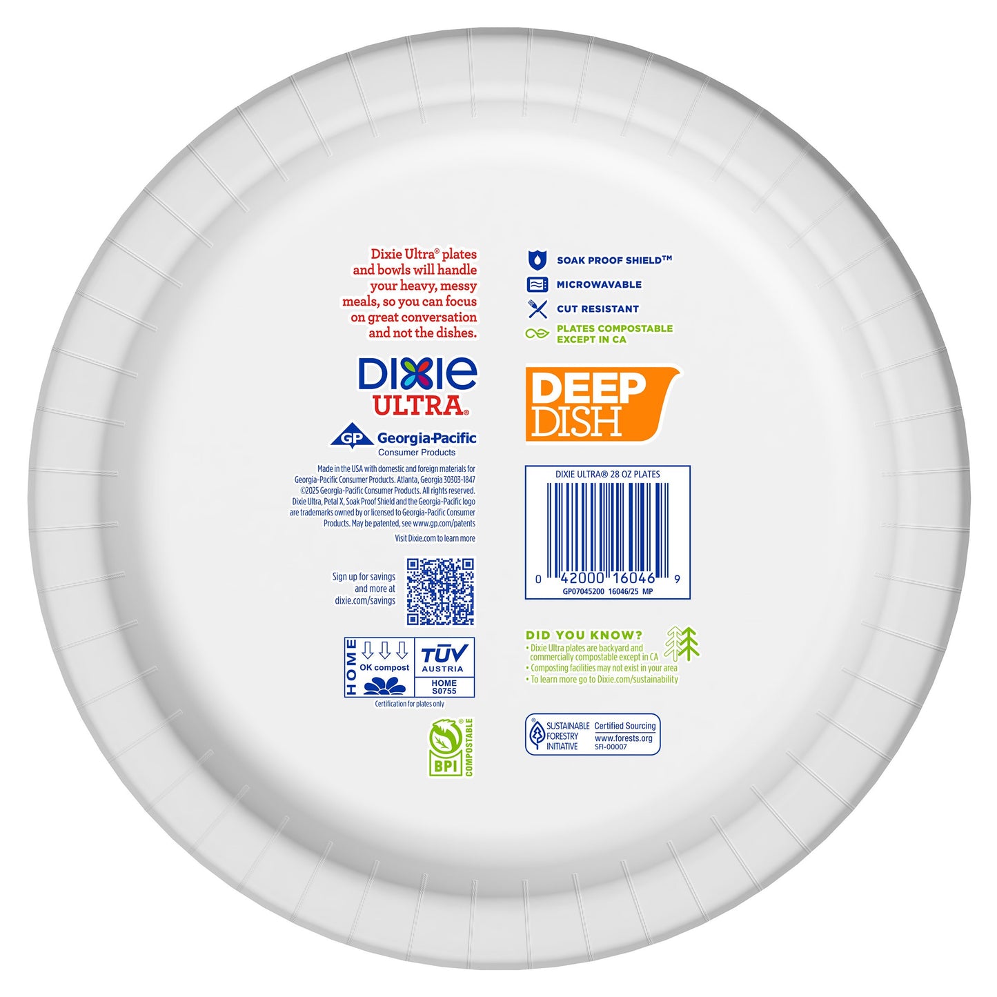 Dixie Ultra 9 in Compostable Deep Dish Paper Plates