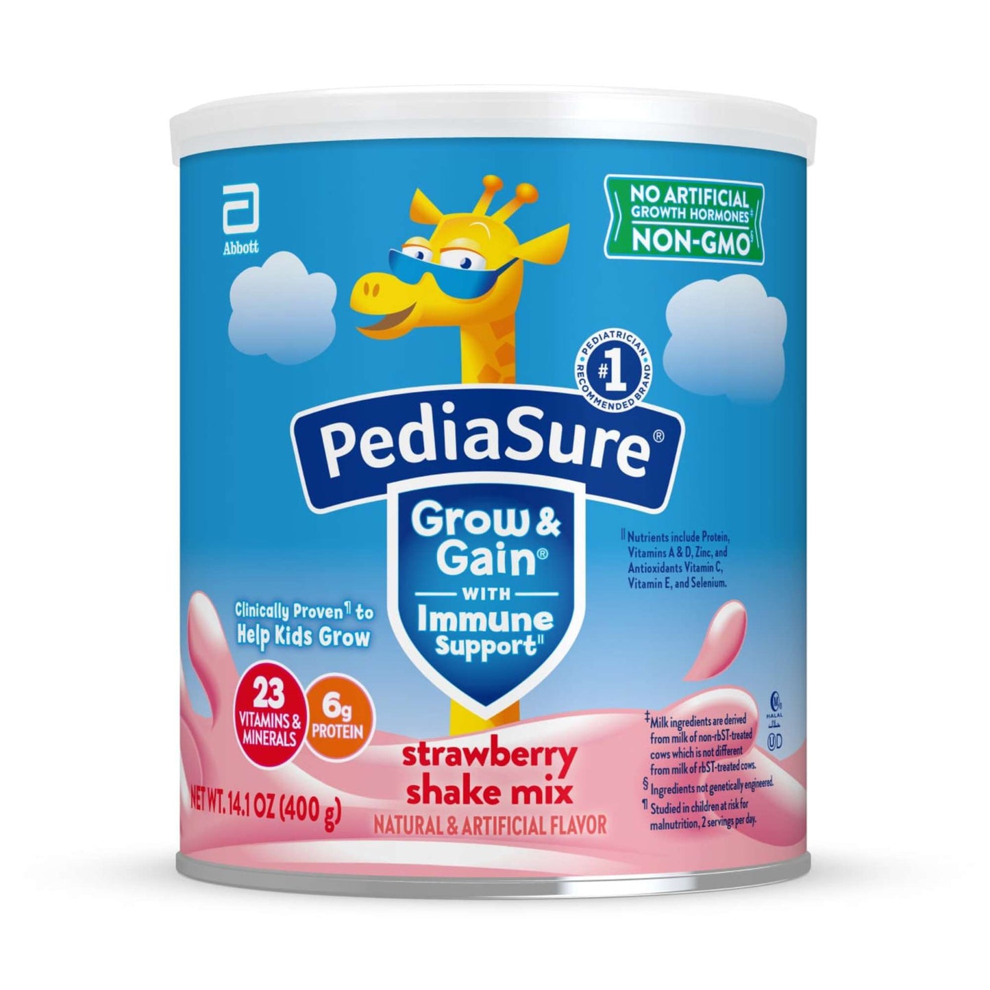 PediaSure Grow & Gain with Immune Support 6g Protein Shake Mix for Kids - Strawberry