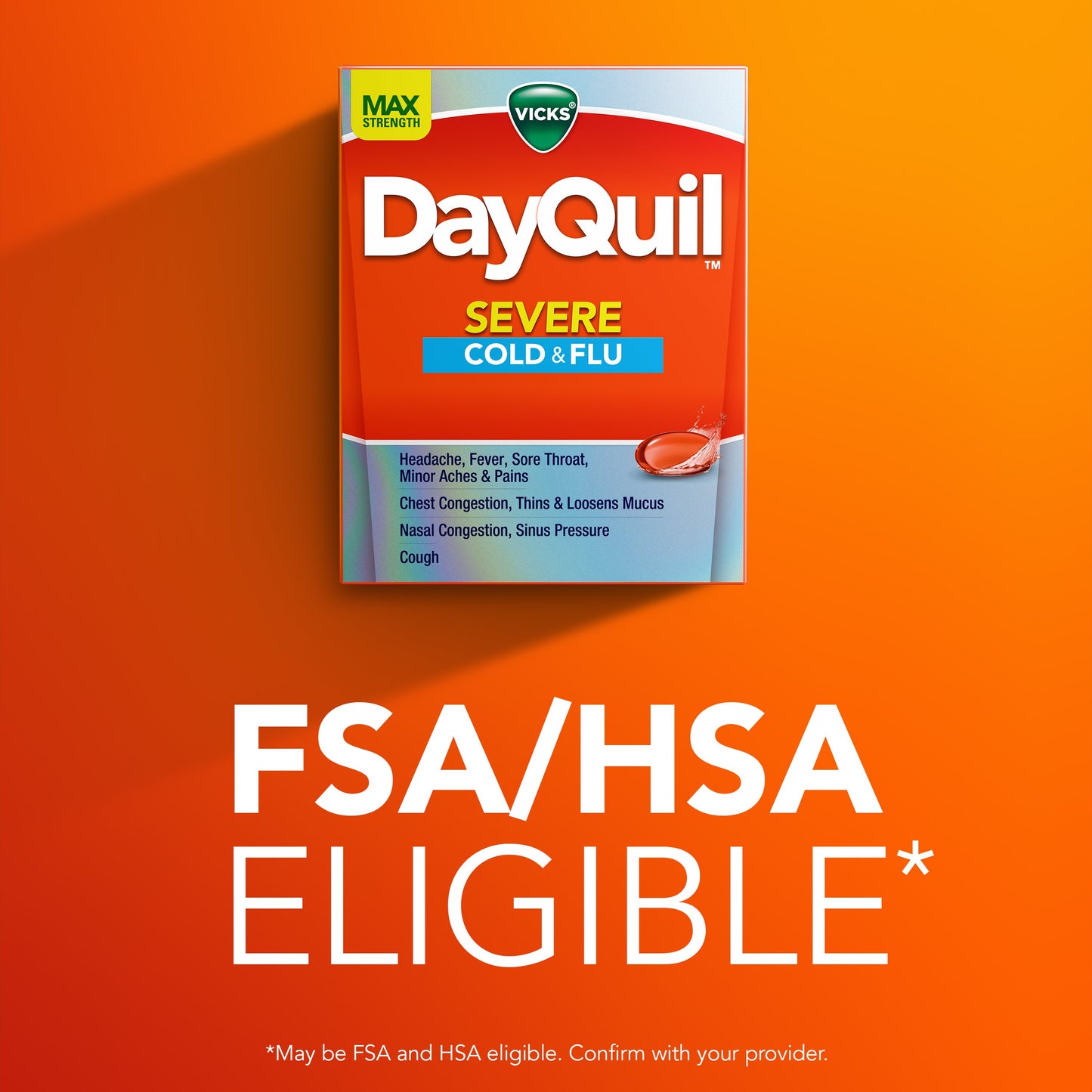 Vicks DayQuil SEVERE Cold & Flu Liquicaps Over-the-Counter Medicine, Powerful Non-Drowsy Daytime Relief