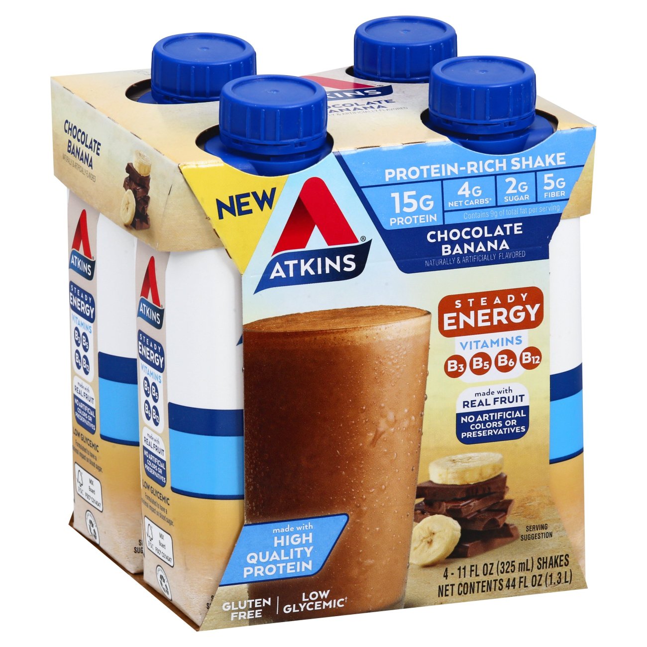Atkins Chocolate Banana Protein-Rich Energy Shake 4 pk
