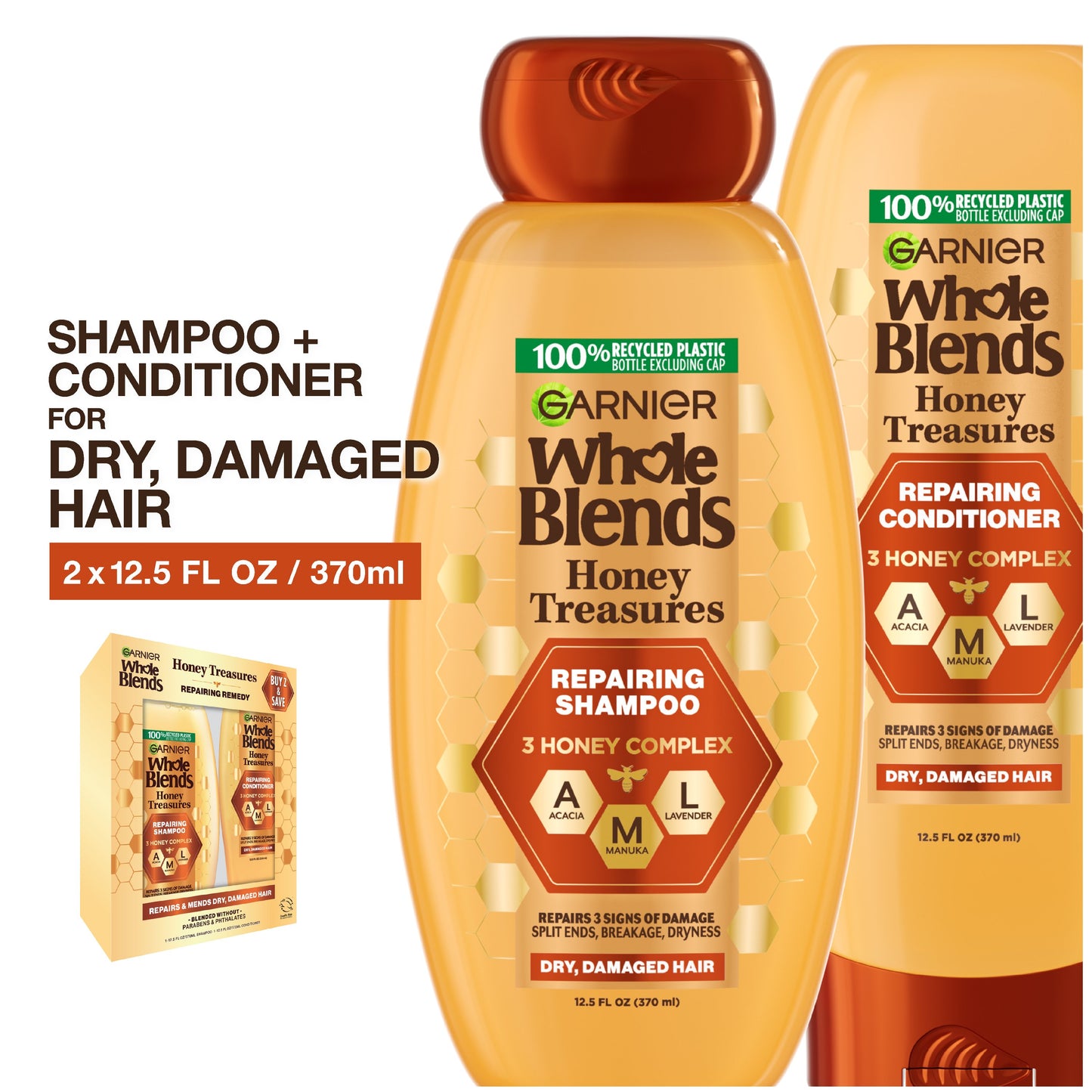 Garnier Whole Blends Honey Treasures Repairing Shampoo & Conditioner