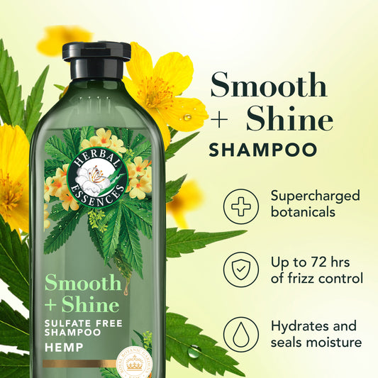 Herbal Essences Smooth + Shine Hemp Sulfate Free Shampoo, 13.5 fl oz