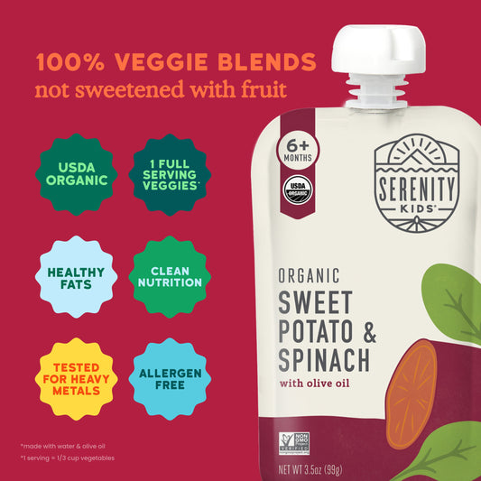 Serenity Kids Organic Pouch - Sweet Potato & Spinach with Olive Oil