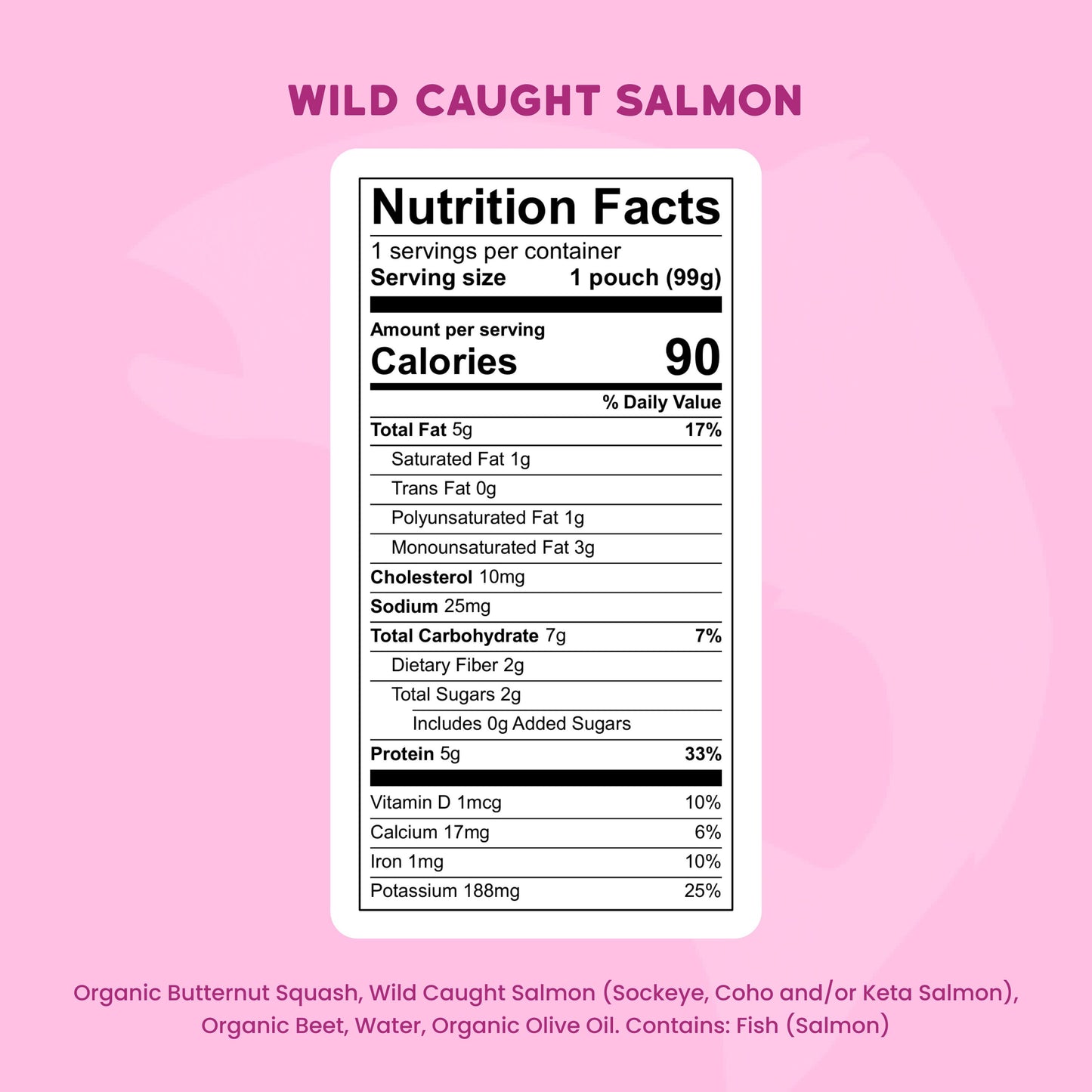 Serenity Kids Organic Pouch - Wild Caught Salmon Butternut Squash & Beet