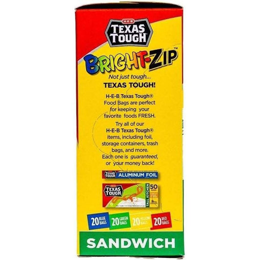 H-E-B Texas Tough Double Zipper Sandwich Bags - Assorted Colors