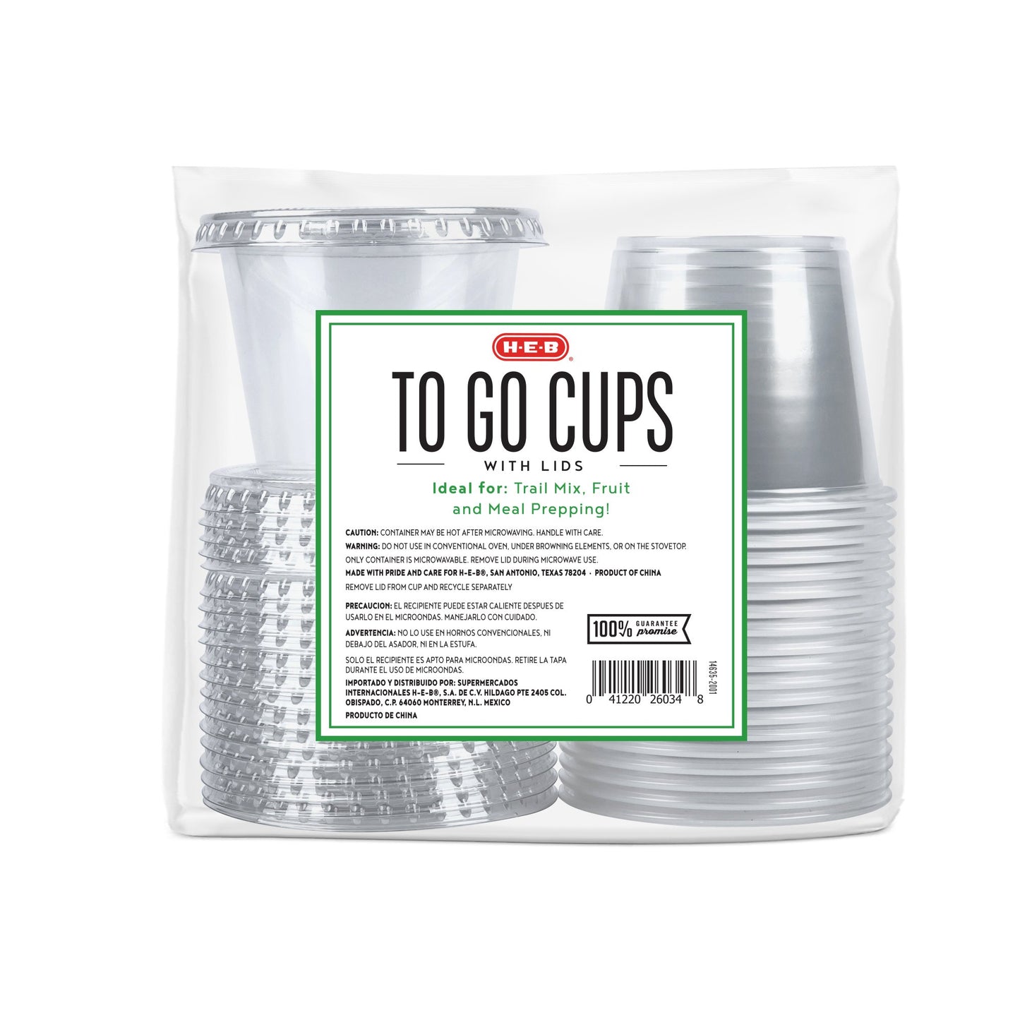 H-E-B 5.5 oz Clear Plastic To Go Cups with Lids