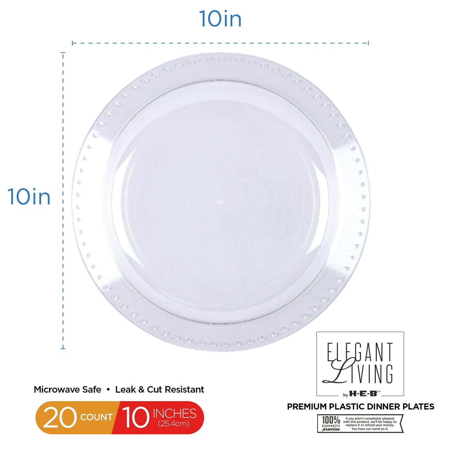 Elegant Living by H-E-B 10" Premium Clear Plastic Plates
