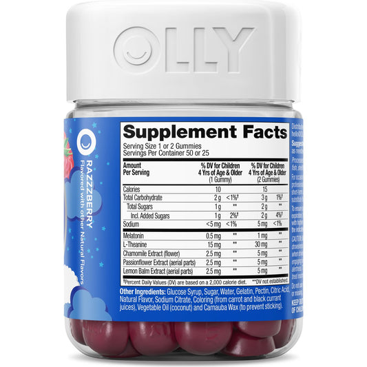 OLLY Kids Melatonin & L-Theanine .5 mg Sleep Gummies - Raspberry