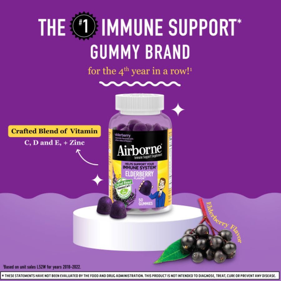 Airborne Elderberry + Zinc & Vitamin C Gummies For Adults