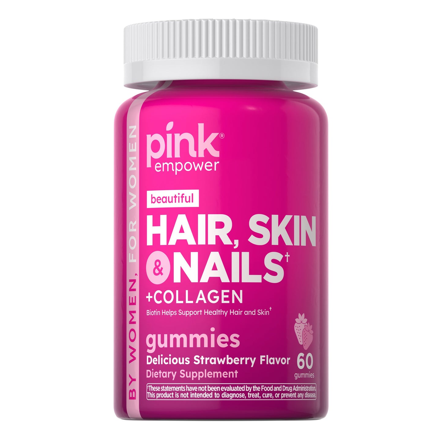 Pink Beautiful Hair Skin & Nails + Collagen Gummies - Strawberry