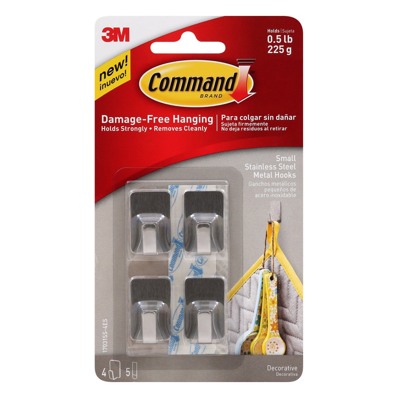 Command Small Decorative Metal Hooks - Stainless Steel