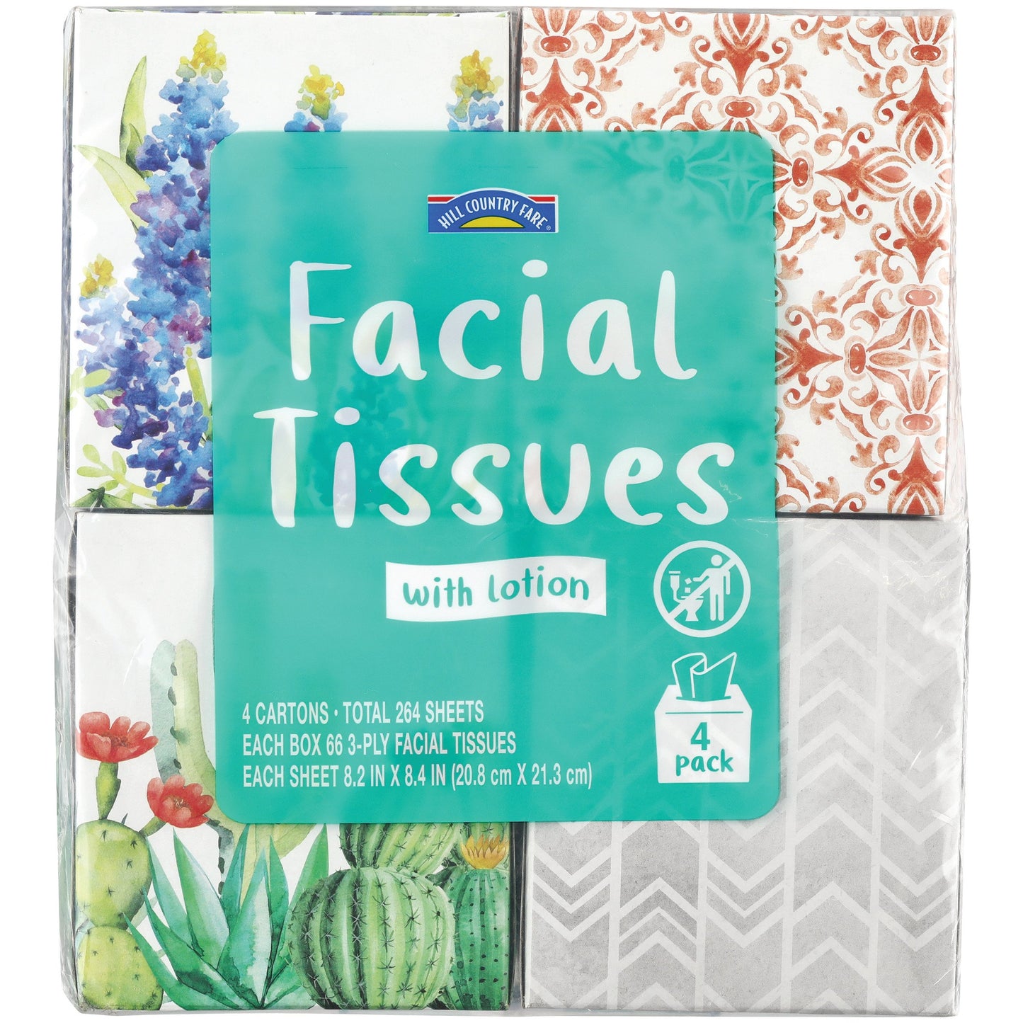 Hill Country Fare Facial Lotion Tissues 4 pk