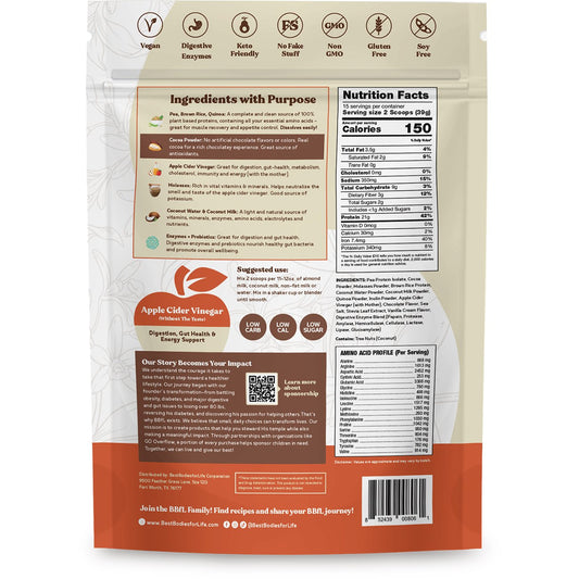 BestBodiesforLife 21g Plant-Based Protein & Meal Replacement Lifestyle Shake - Cocoa Cream