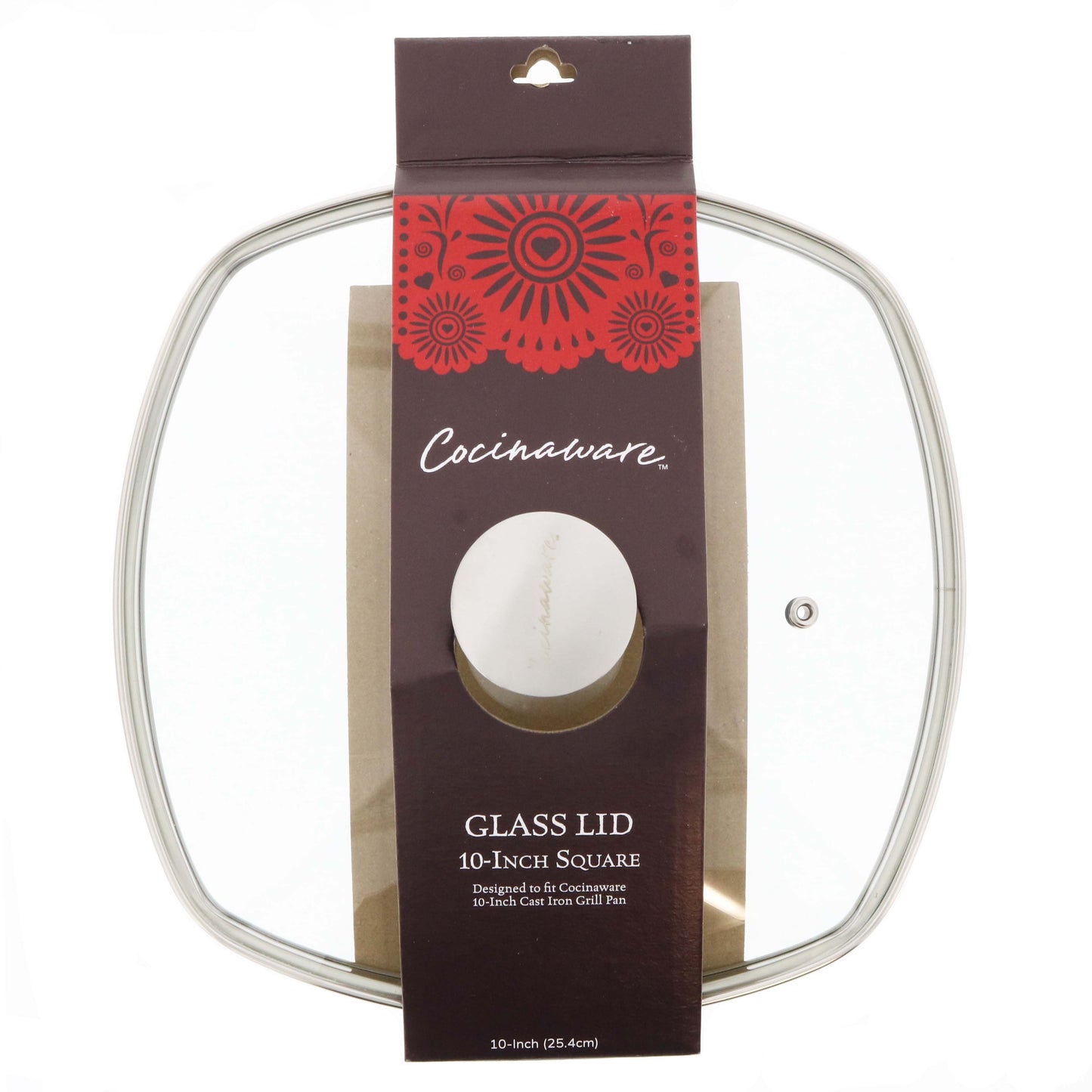 Cocinaware Sqaure Tempered Glass Lid with Knob