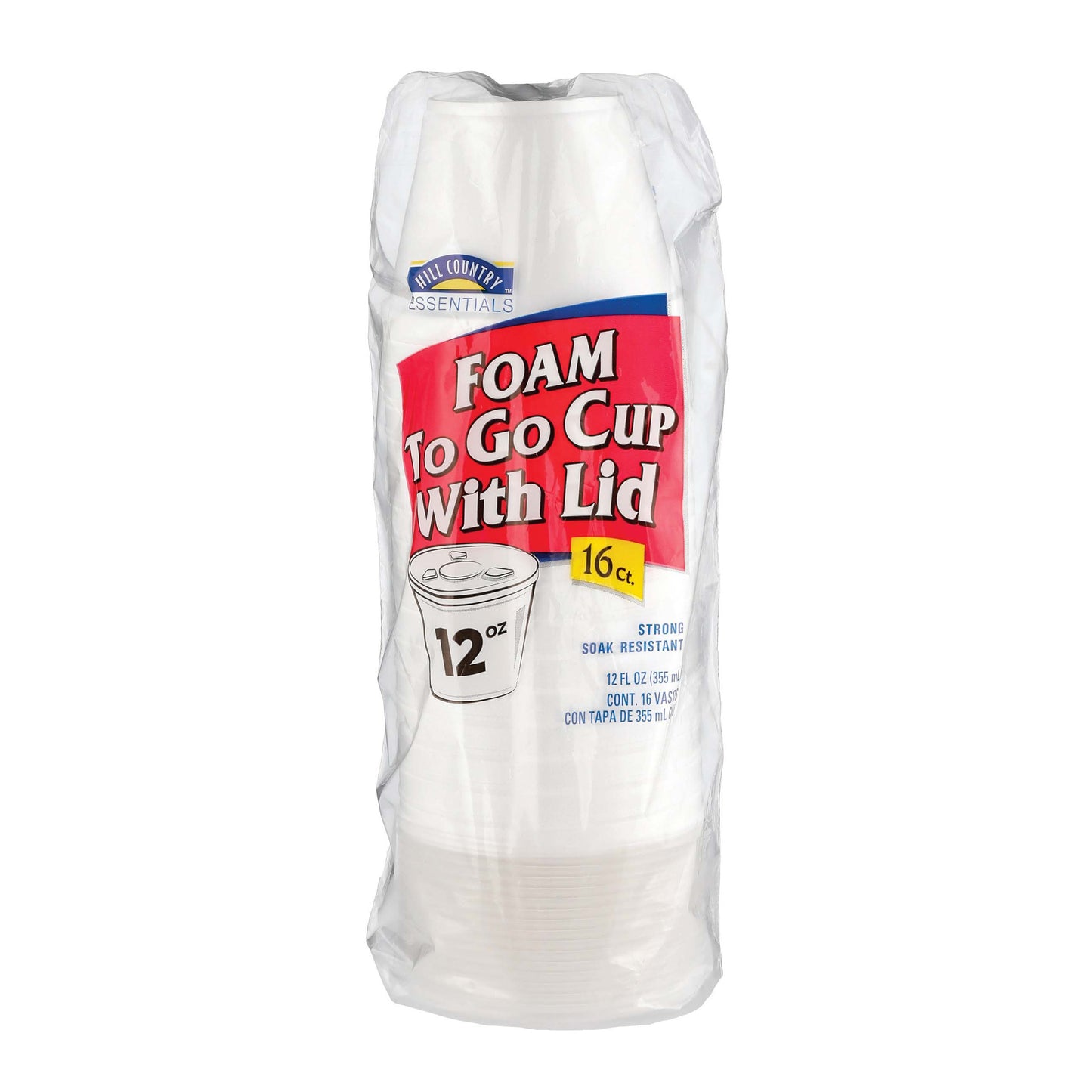 Hill Country Essentials 12 oz Foam To Go Cups with Lids