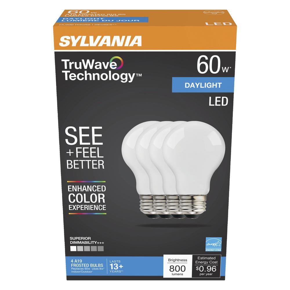 Sylvania TruWave A19 60-Watt Frosted LED Light Bulbs - Daylight