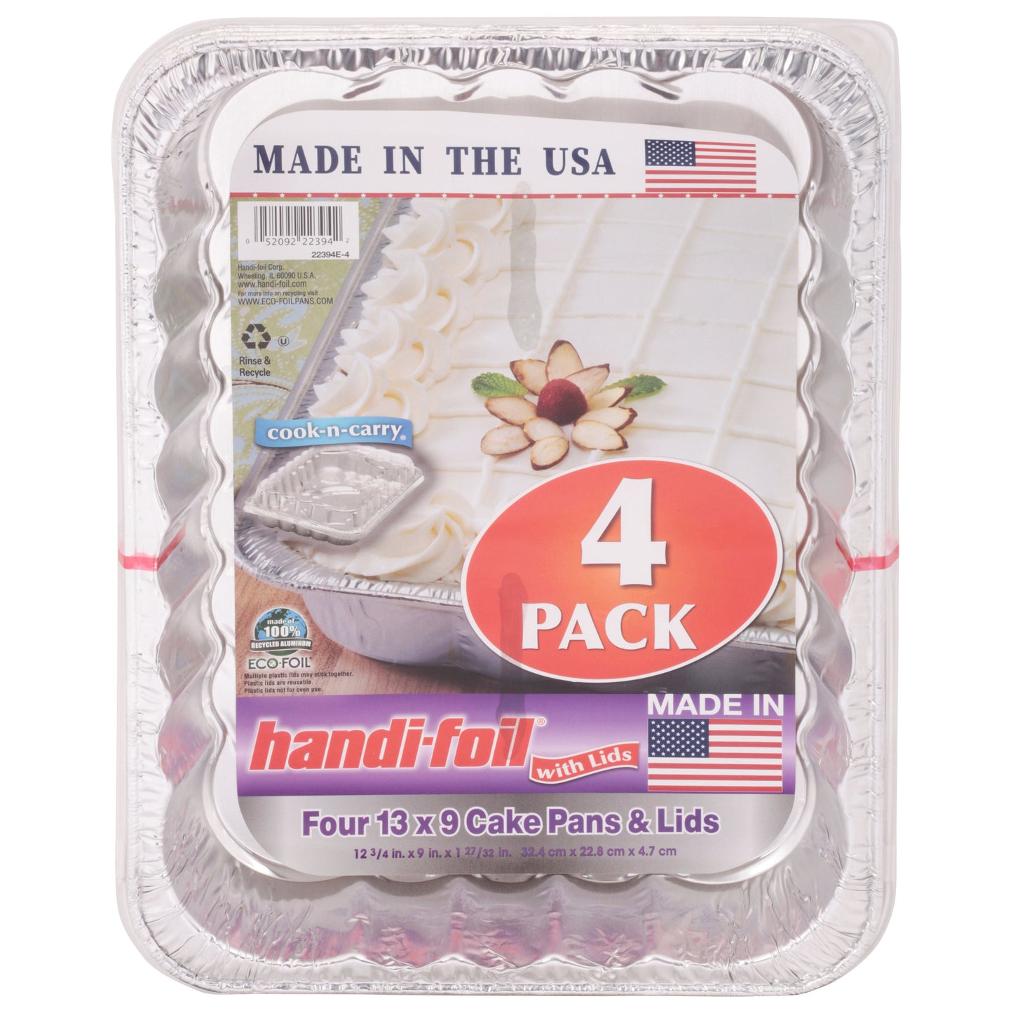Handi-Foil Cake Pans & Lids, 4 pk