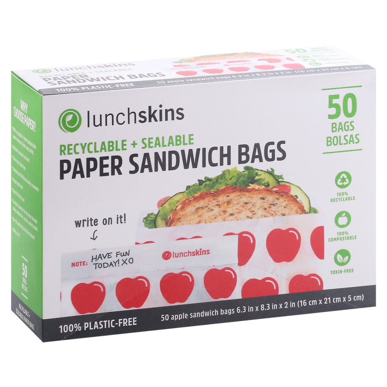 Lunchskins Recyclable & Sealable Paper Sandwich Bags