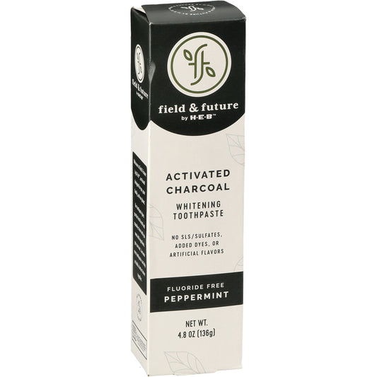 Field & Future by H-E-B Activated Charcoal Fluoride-Free Whitening Toothpaste - Peppermint