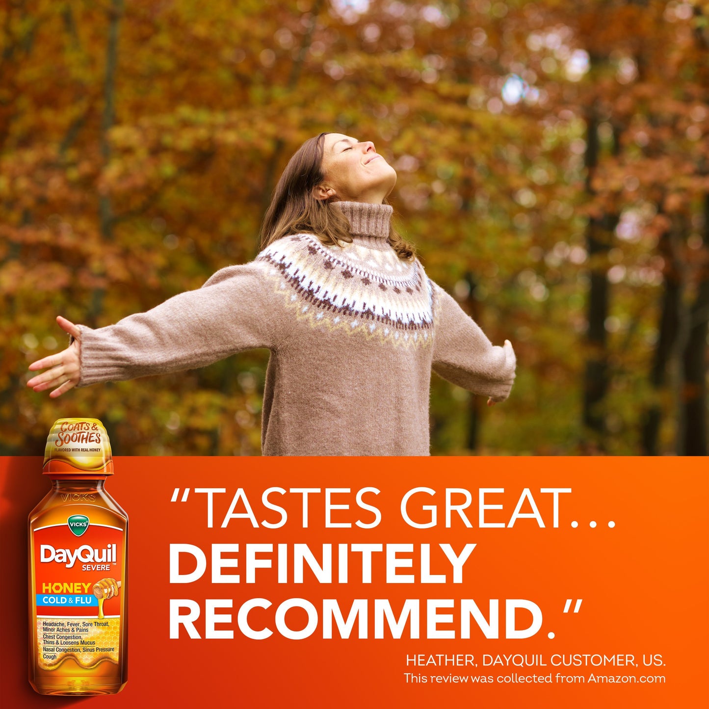 Vicks DayQuil SEVERE Cold & Flu Liquid Over-the-Counter Medicine, Powerful Daytime Relief, Honey Flavor